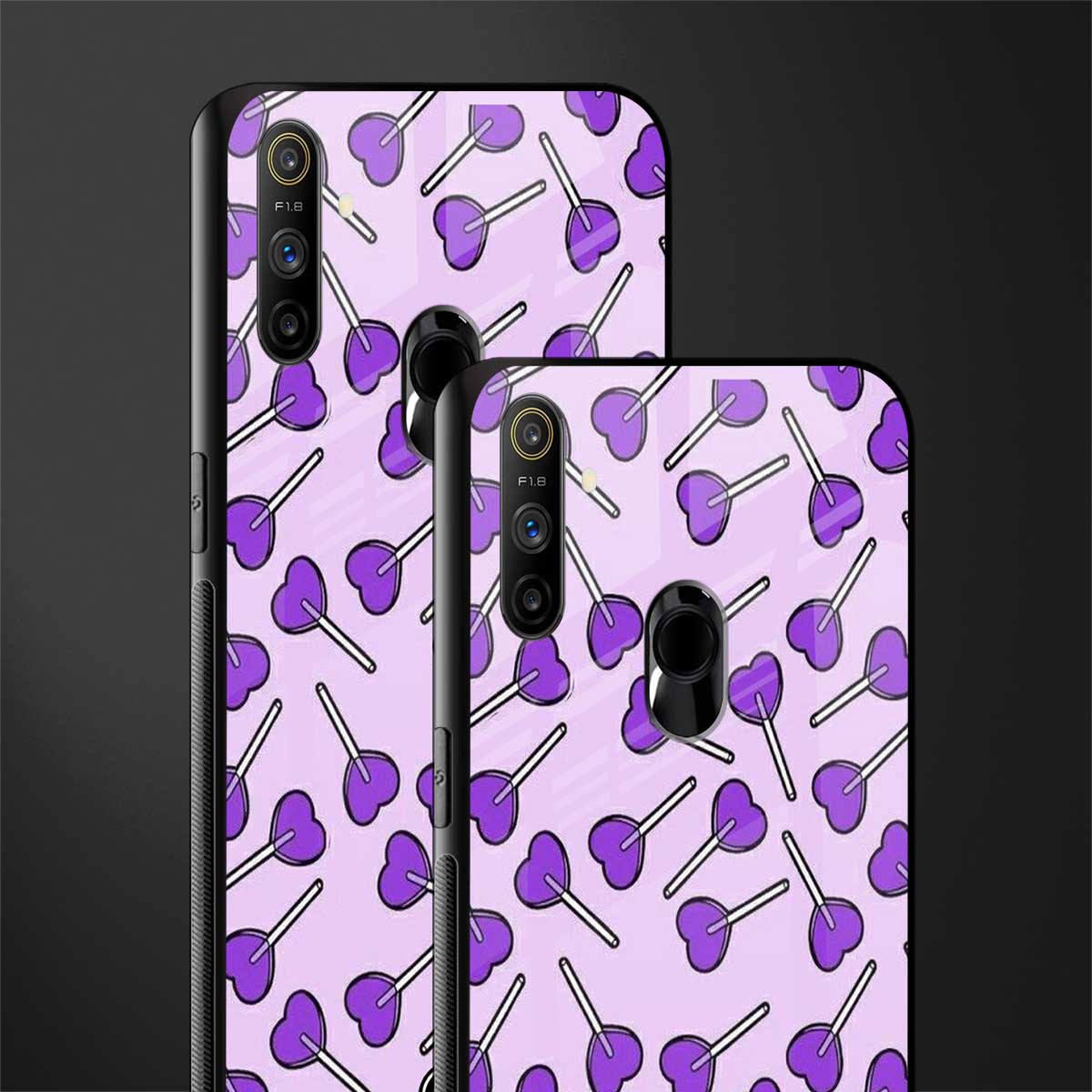 y2k hearts lollipop purple edition glass case for realme narzo 20a image-2