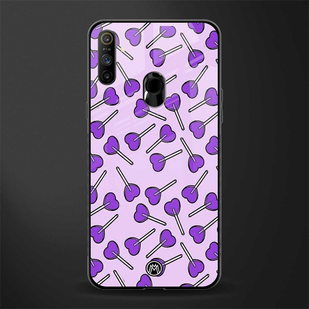 y2k hearts lollipop purple edition glass case for realme narzo 10a image