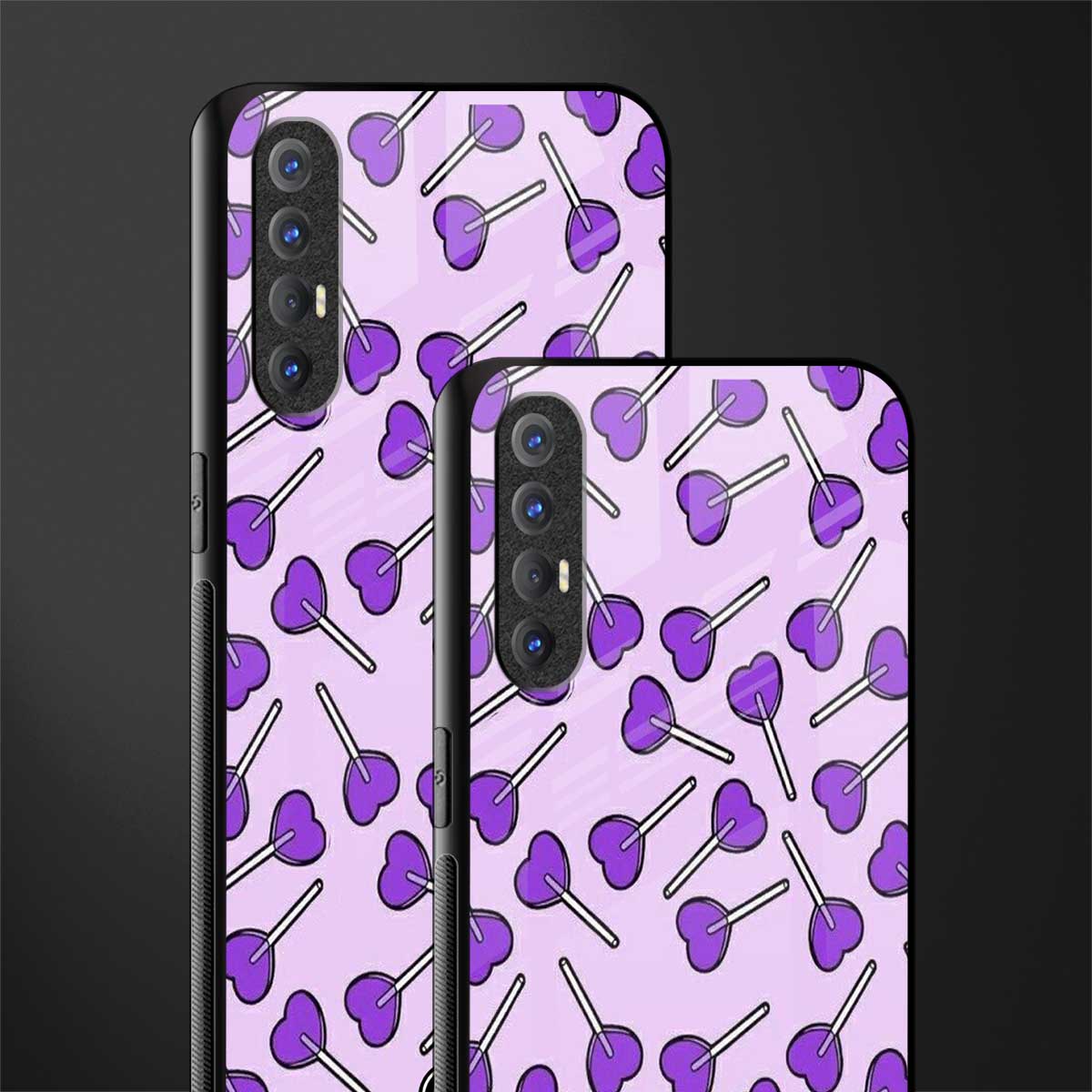 y2k hearts lollipop purple edition glass case for oppo reno 3 pro image-2