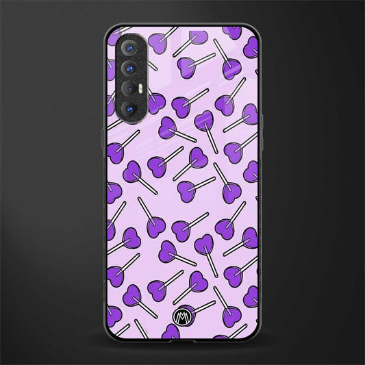 y2k hearts lollipop purple edition glass case for oppo reno 3 pro image
