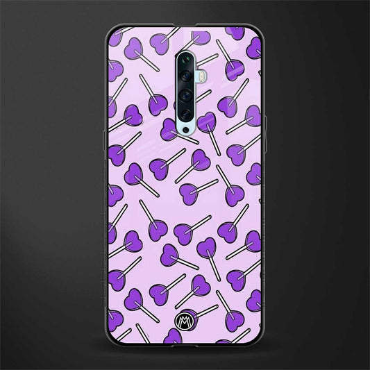 y2k hearts lollipop purple edition glass case for oppo reno 2f image
