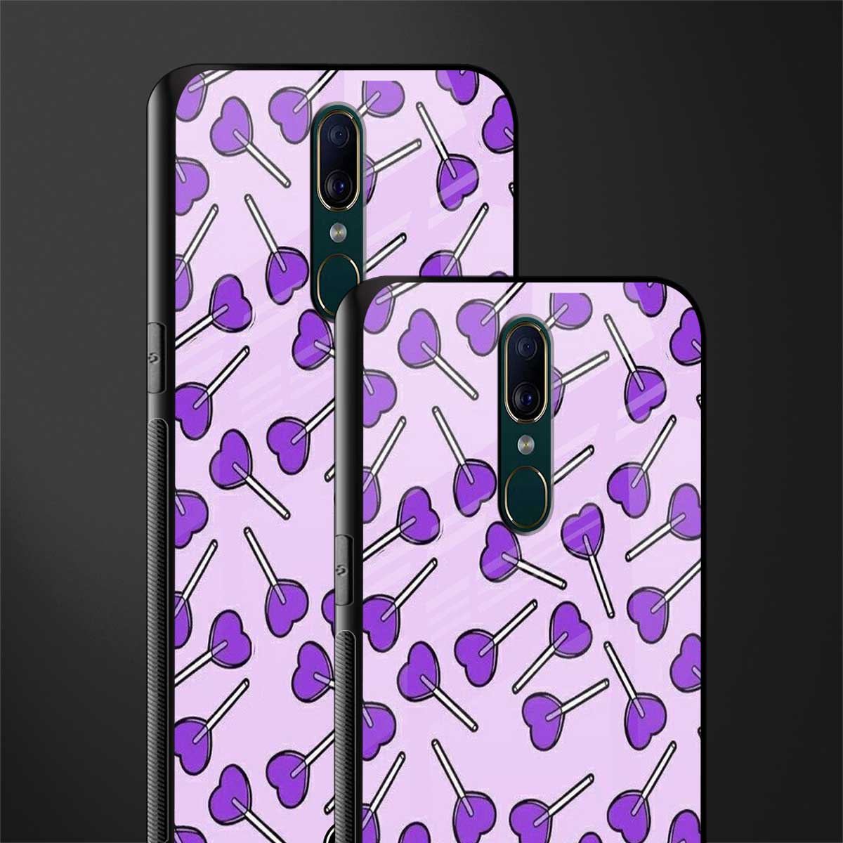 y2k hearts lollipop purple edition glass case for oppo f11 image-2