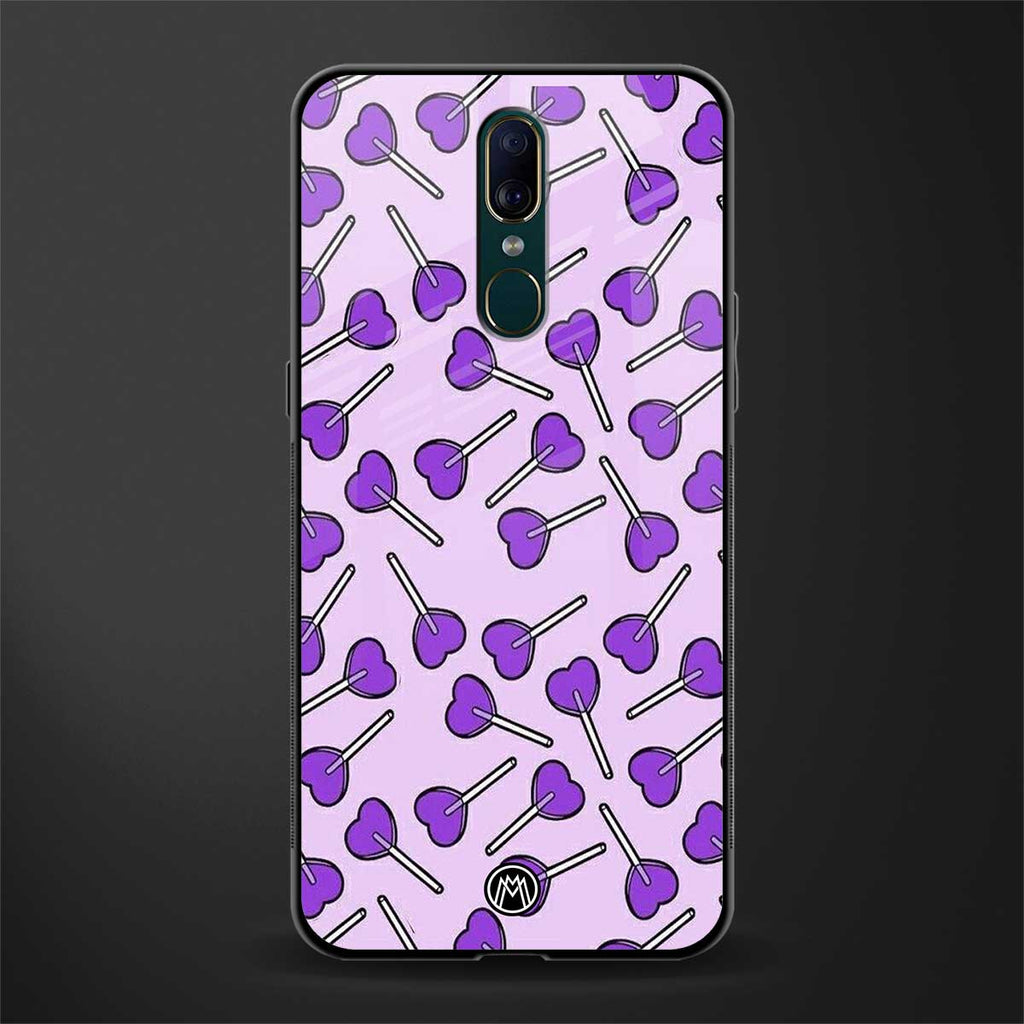 y2k hearts lollipop purple edition glass case for oppo f11 image