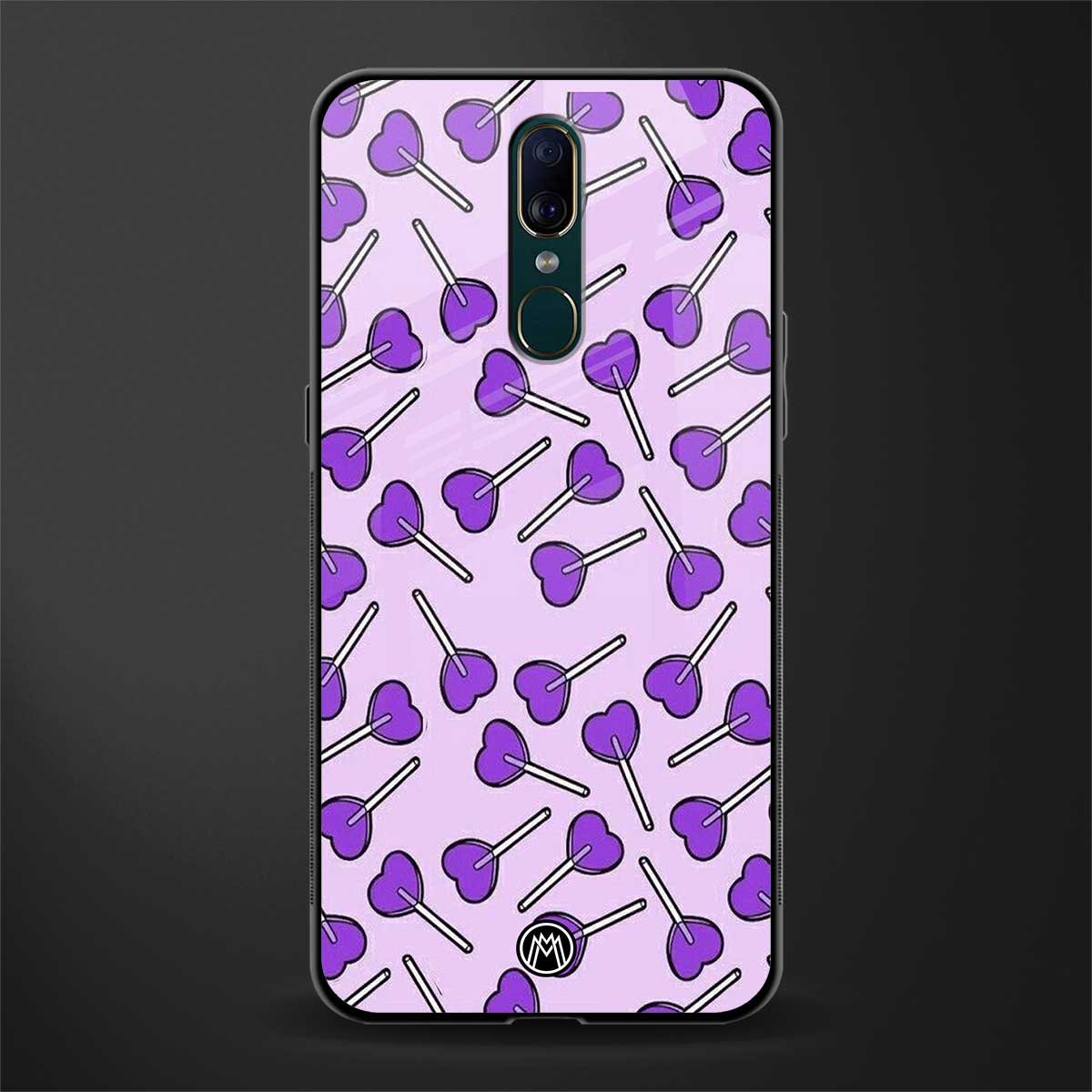 y2k hearts lollipop purple edition glass case for oppo f11 image