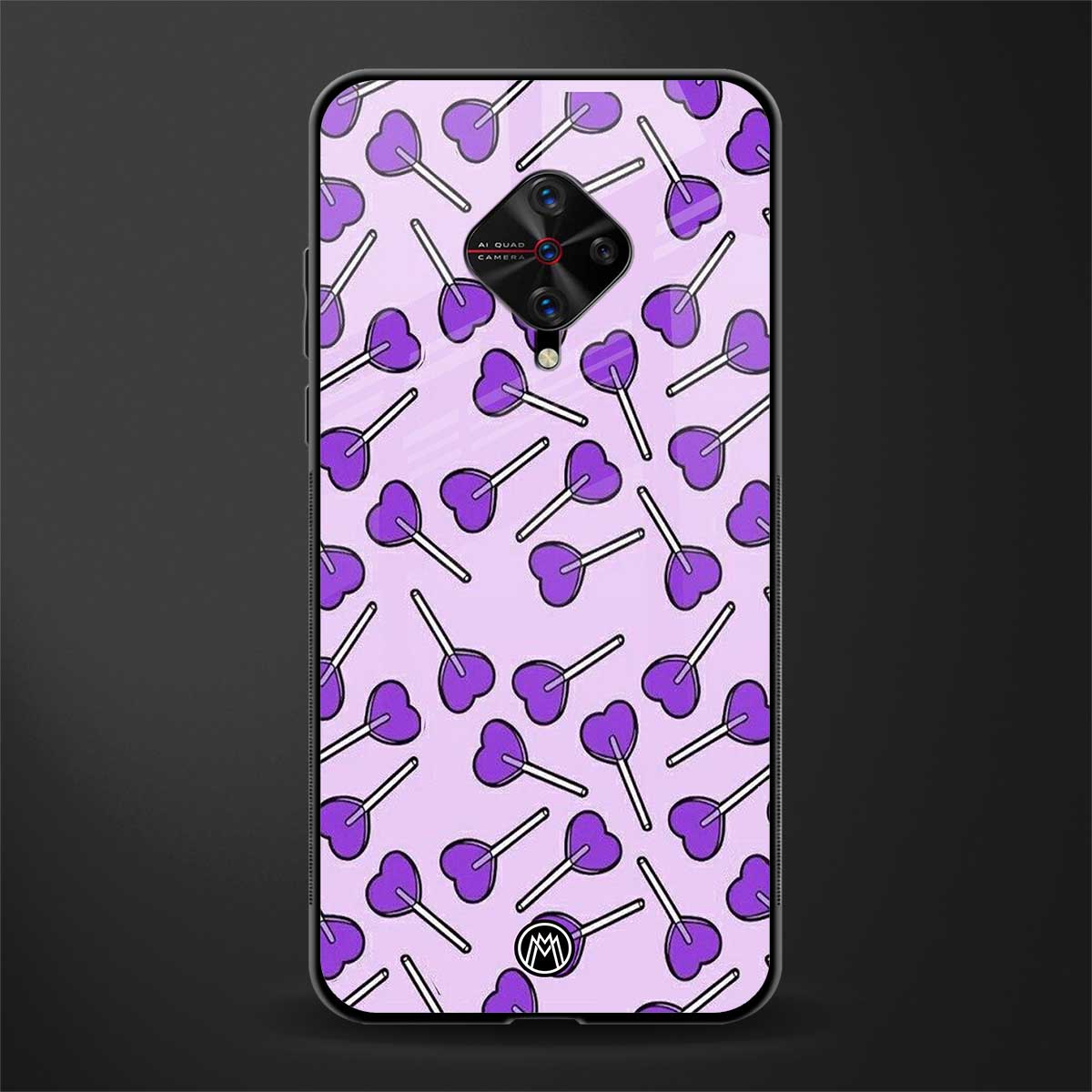 y2k hearts lollipop purple edition glass case for vivo s1 pro image