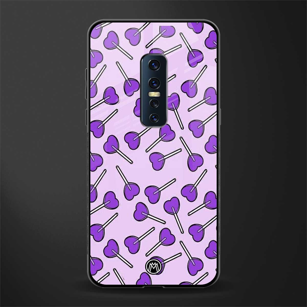 y2k hearts lollipop purple edition glass case for vivo v17 pro image