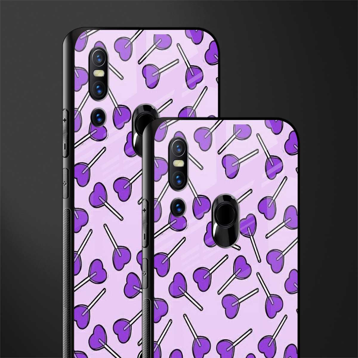 y2k hearts lollipop purple edition glass case for vivo v15 image-2