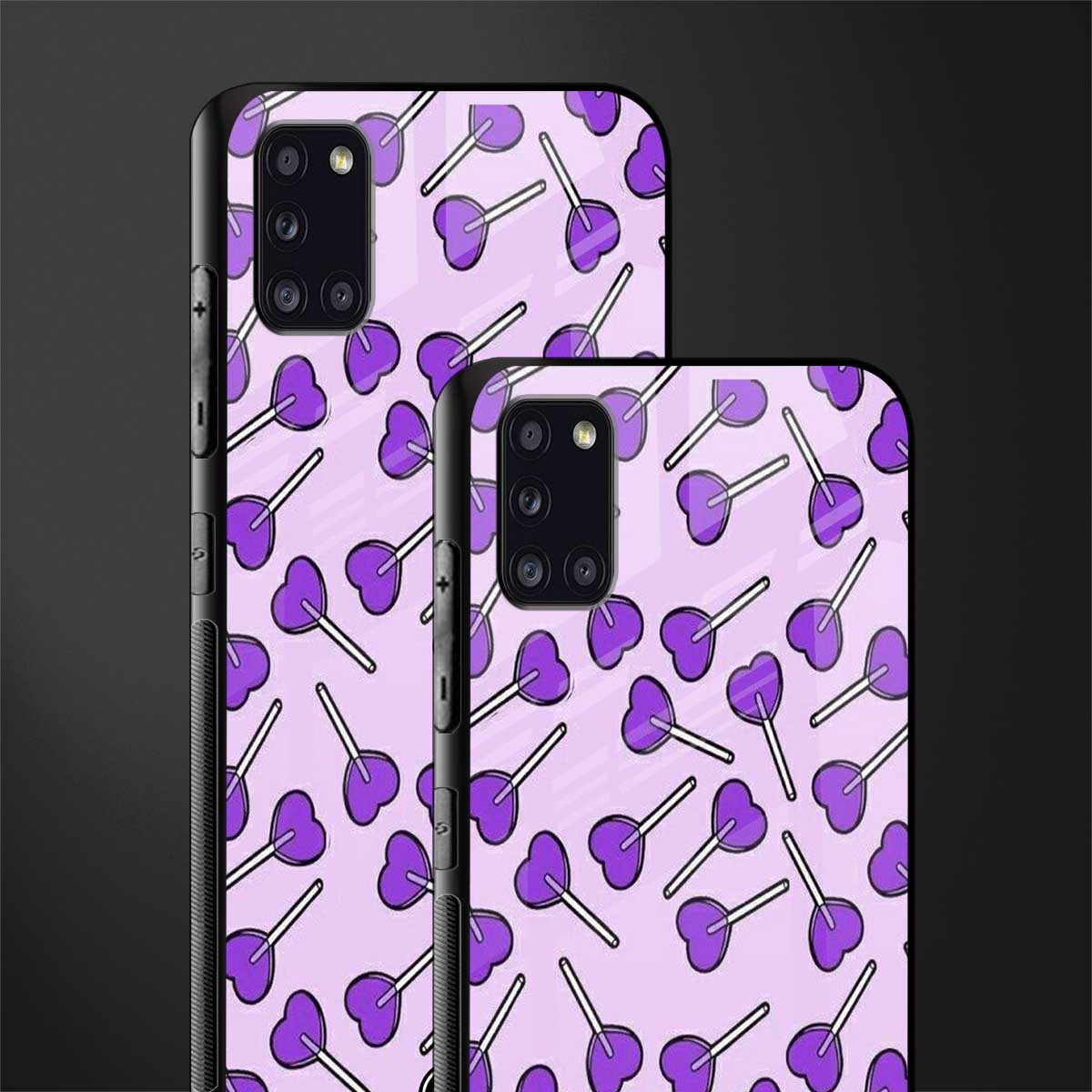 y2k hearts lollipop purple edition glass case for samsung galaxy a31 image-2