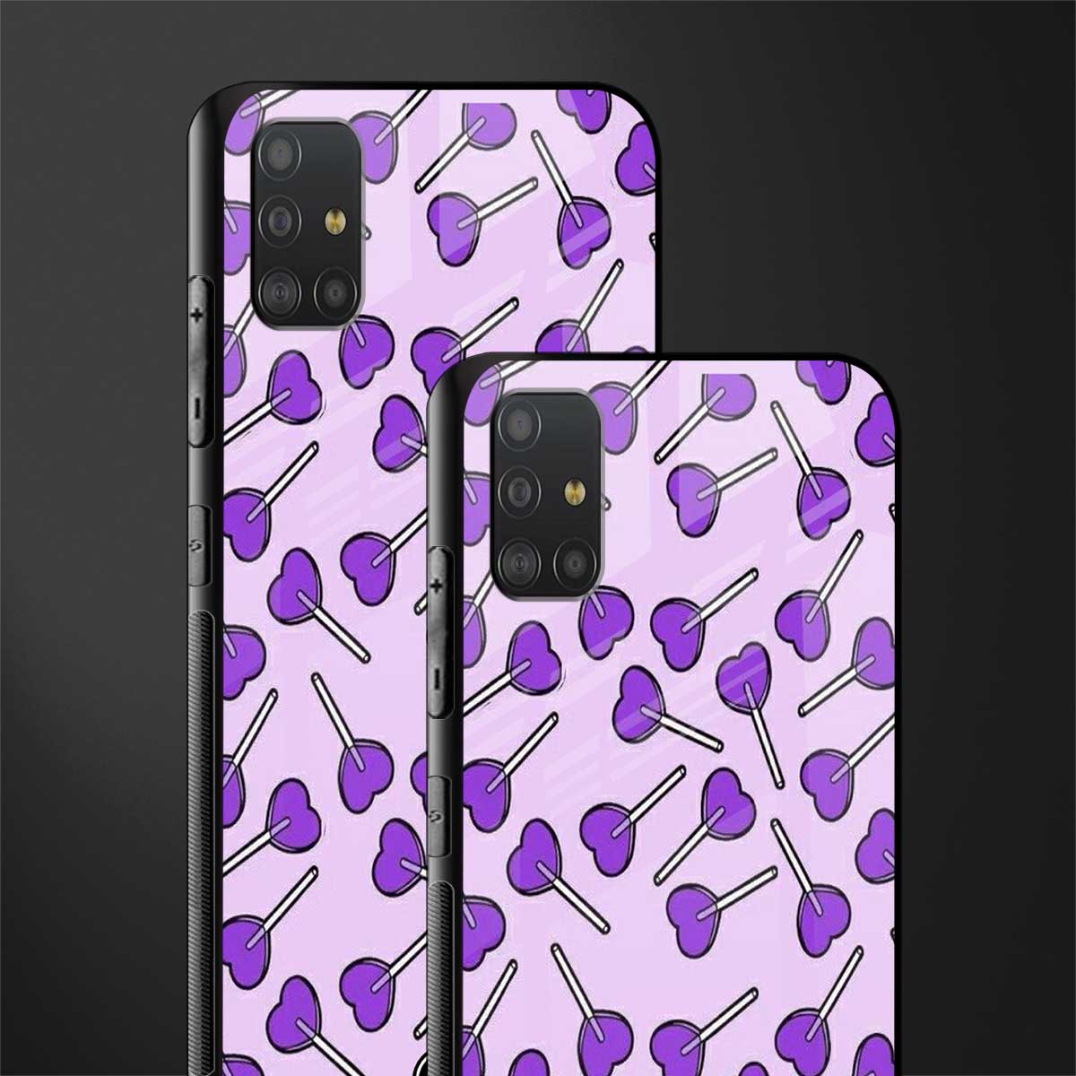 y2k hearts lollipop purple edition glass case for samsung galaxy a51 image-2