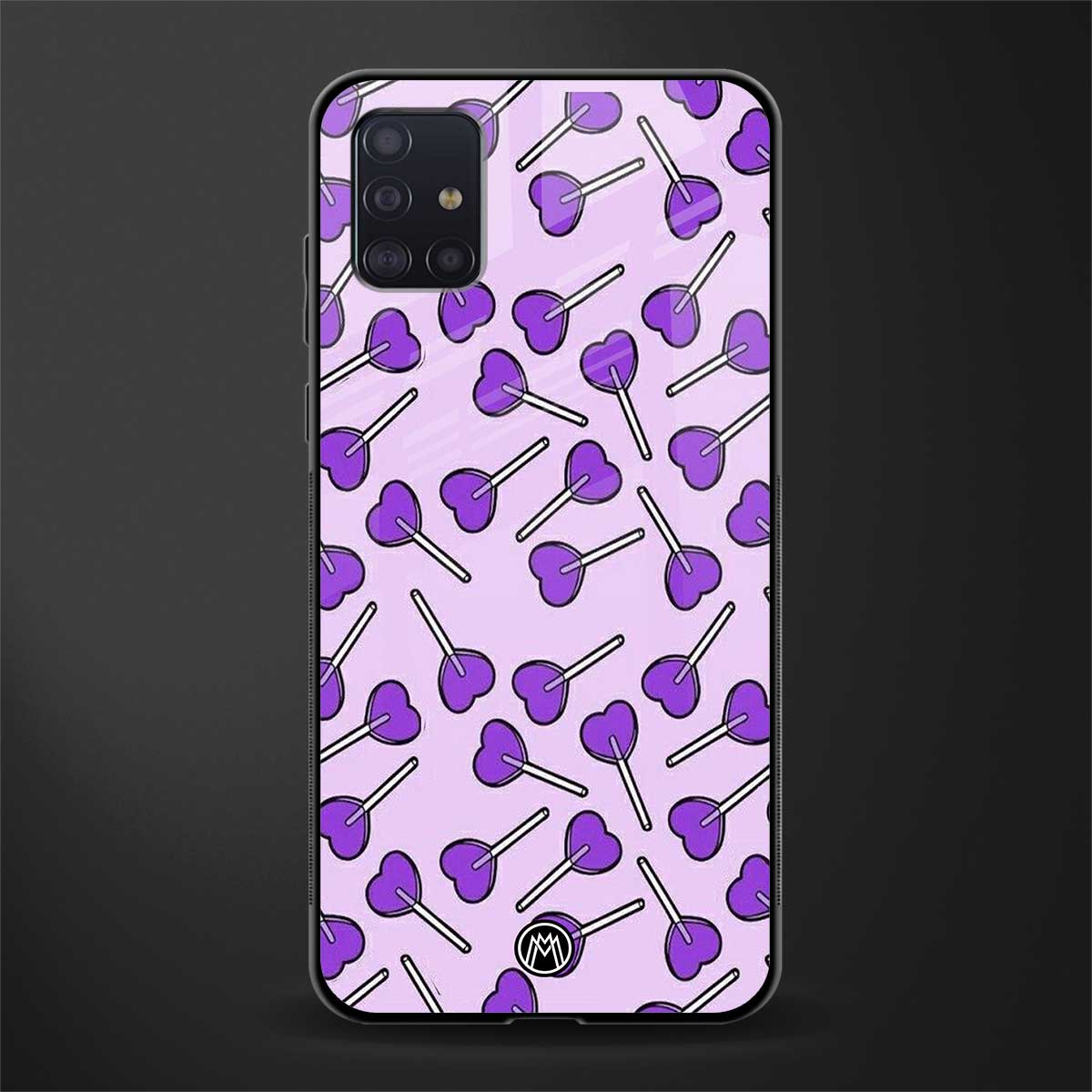 y2k hearts lollipop purple edition glass case for samsung galaxy a71 image