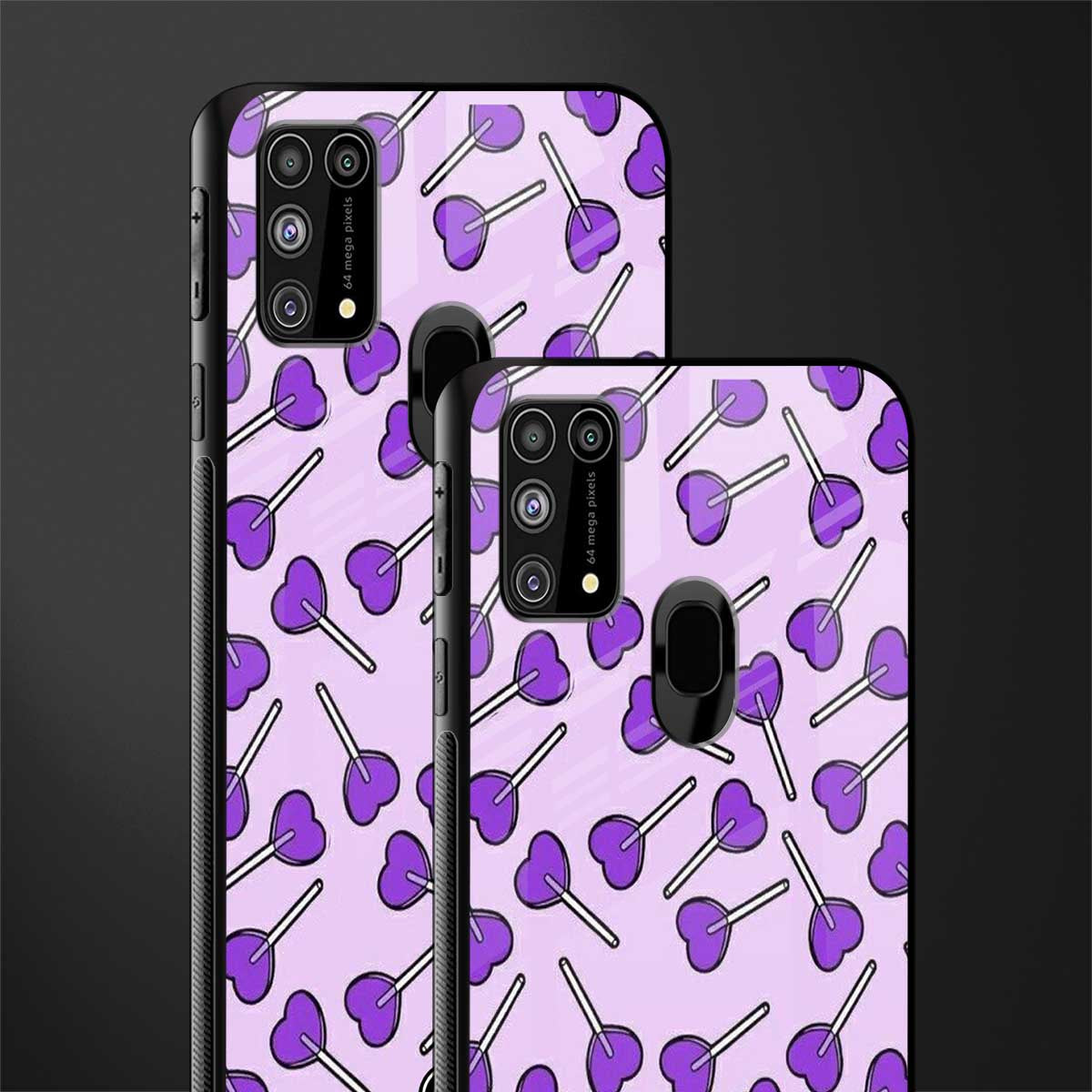 y2k hearts lollipop purple edition glass case for samsung galaxy f41 image-2