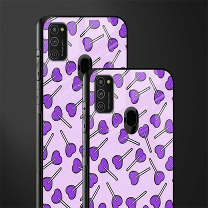 y2k hearts lollipop purple edition glass case for samsung galaxy m30s image-2