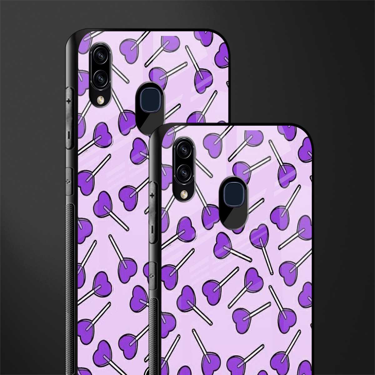 y2k hearts lollipop purple edition glass case for samsung galaxy a20 image-2