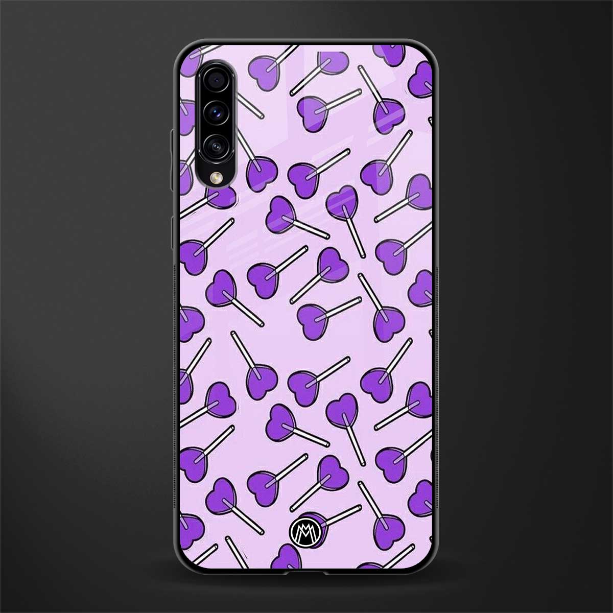 y2k hearts lollipop purple edition glass case for samsung galaxy a70 image