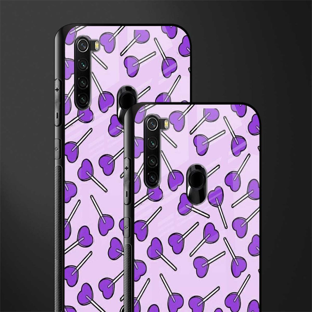 y2k hearts lollipop purple edition glass case for redmi note 8 image-2