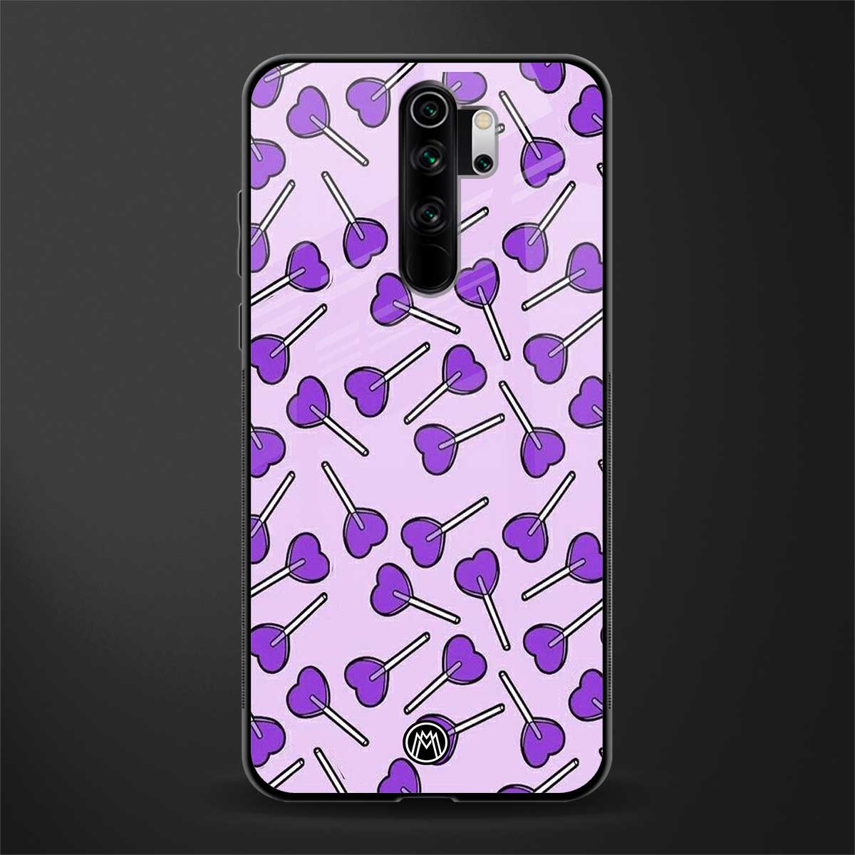 y2k hearts lollipop purple edition glass case for redmi note 8 pro image