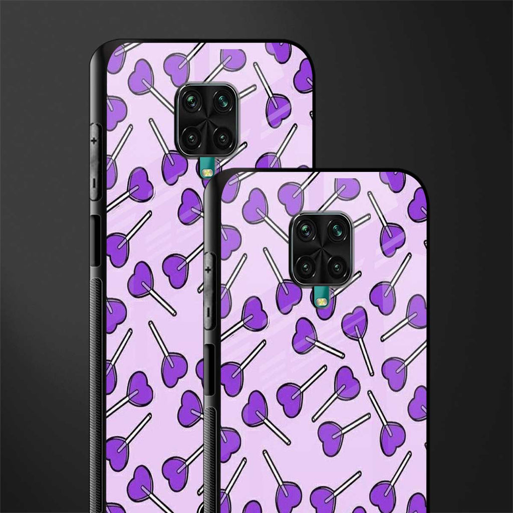y2k hearts lollipop purple edition glass case for redmi note 9 pro image-2