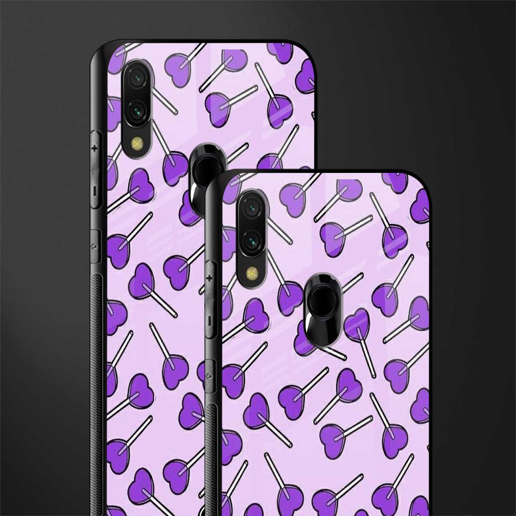 y2k hearts lollipop purple edition glass case for redmi note 7 image-2