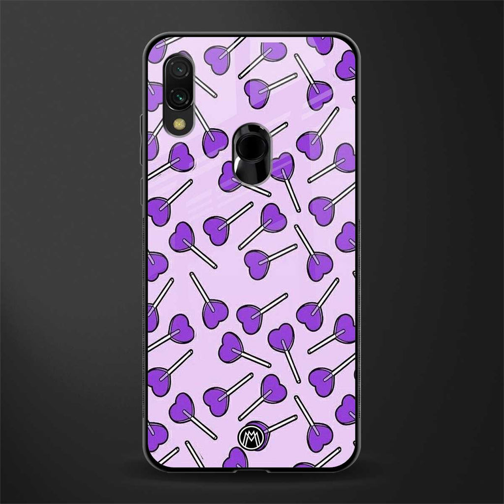 y2k hearts lollipop purple edition glass case for redmi note 7 image