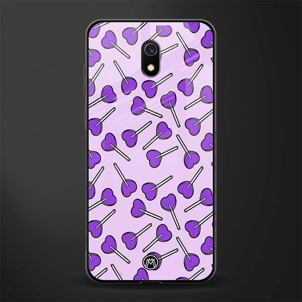 y2k hearts lollipop purple edition glass case for redmi 8a image