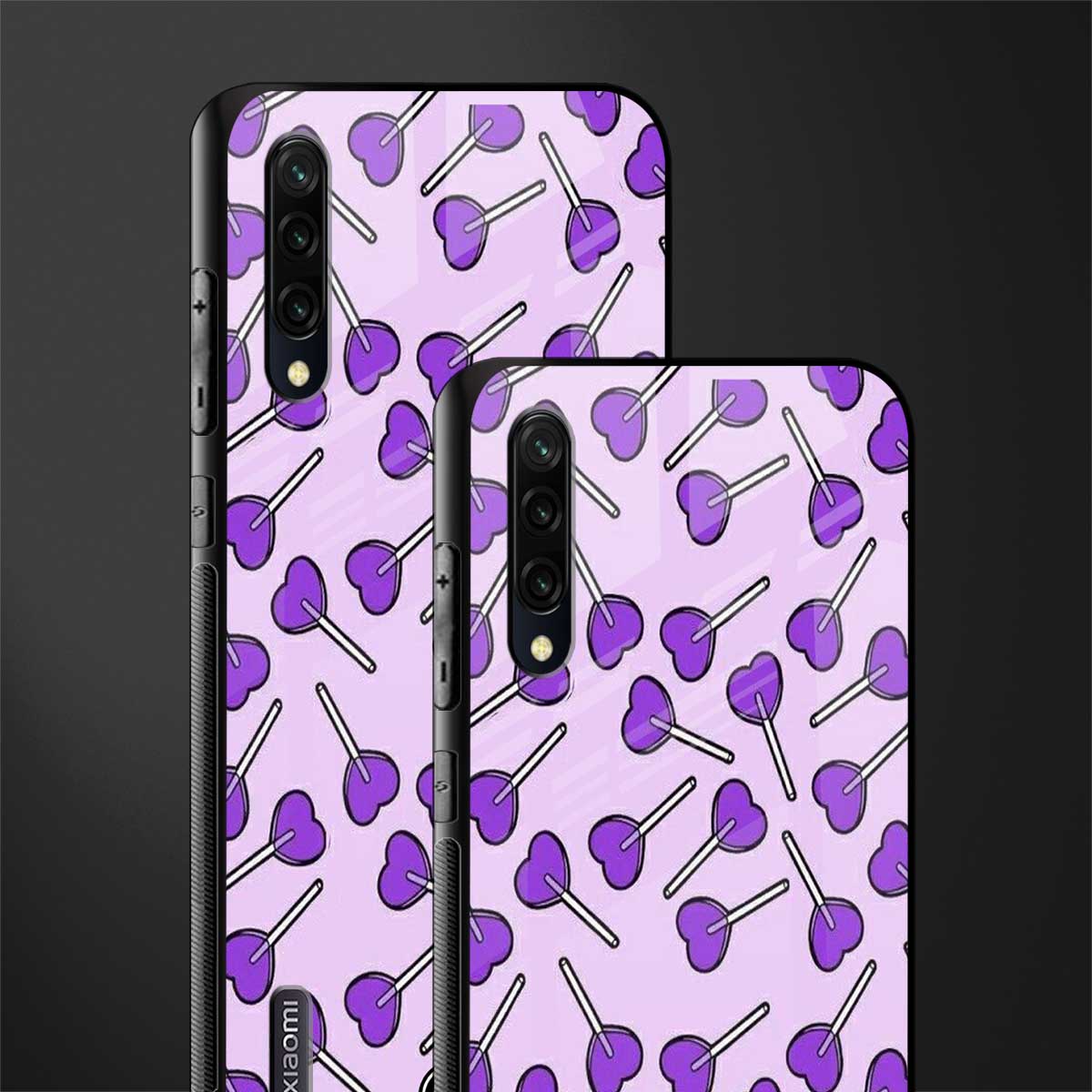 y2k hearts lollipop purple edition glass case for mi a3 redmi a3 image-2
