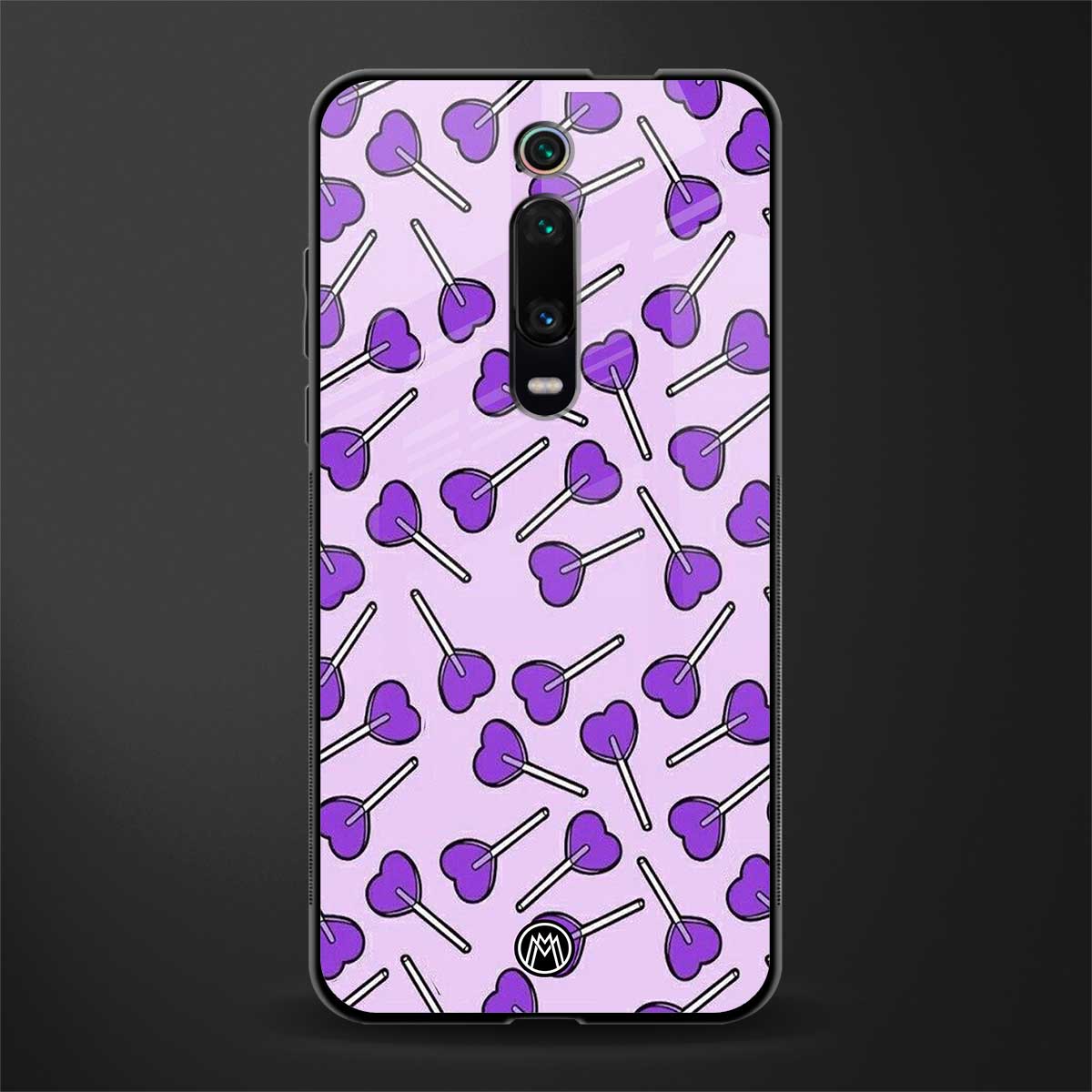 y2k hearts lollipop purple edition glass case for redmi k20 pro image