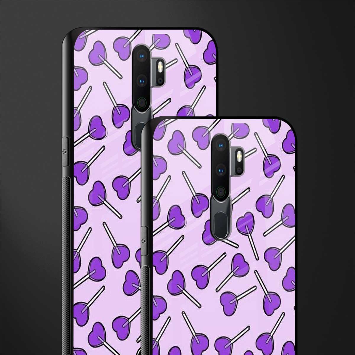 y2k hearts lollipop purple edition glass case for oppo a9 2020 image-2