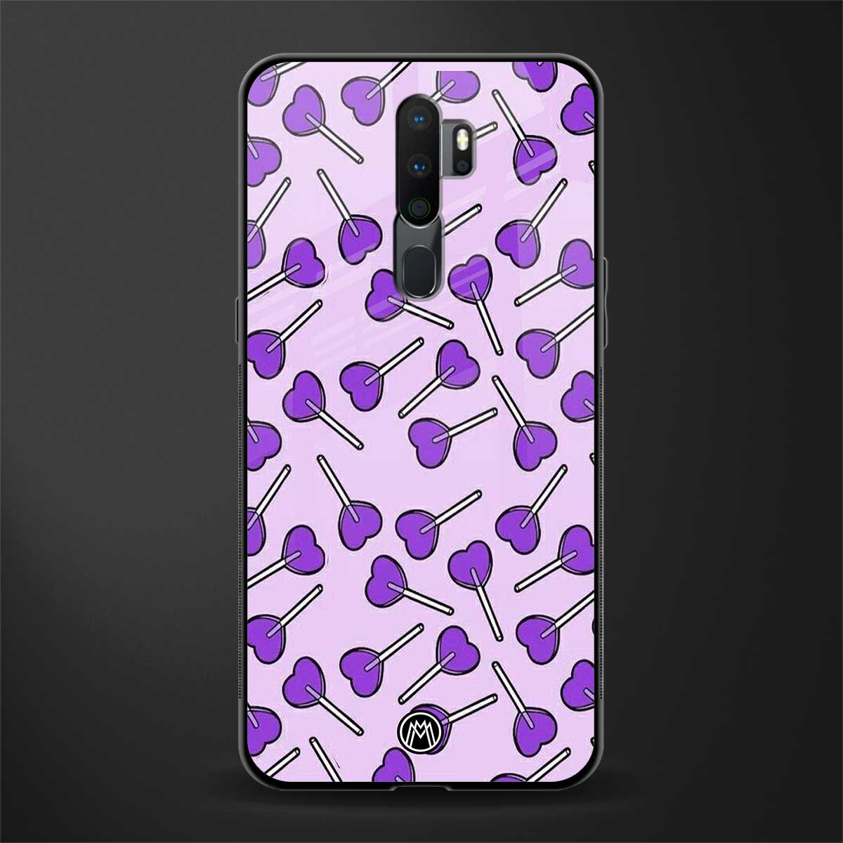 y2k hearts lollipop purple edition glass case for oppo a5 2020 image