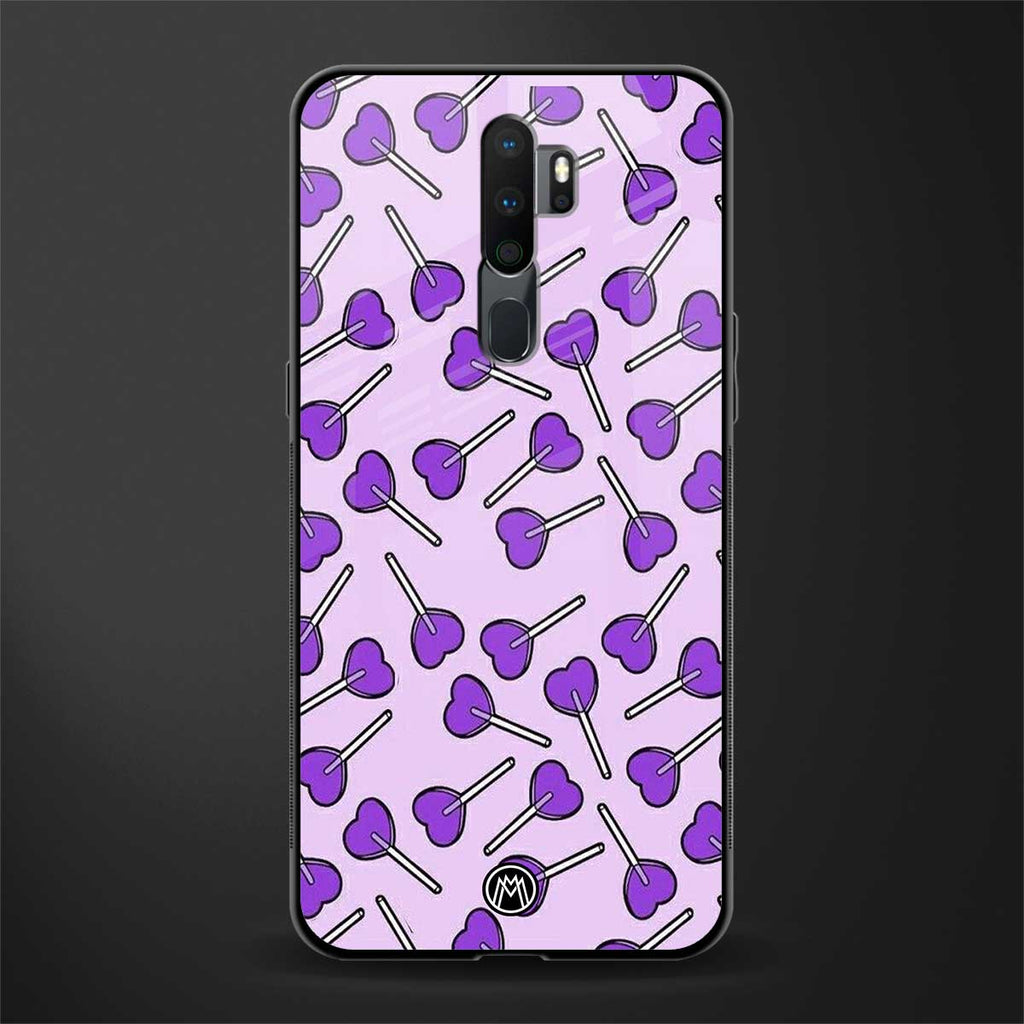y2k hearts lollipop purple edition glass case for oppo a9 2020 image