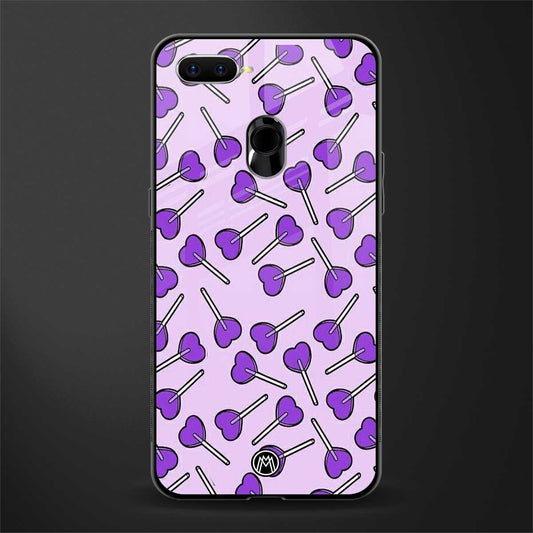 y2k hearts lollipop purple edition glass case for oppo a7 image