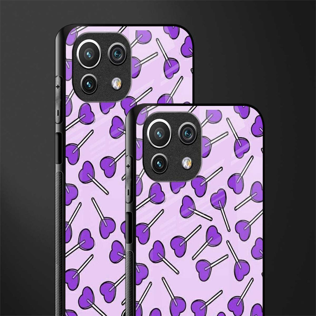 y2k hearts lollipop purple edition glass case for mi 11 lite image-2