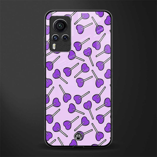 y2k hearts lollipop purple edition glass case for vivo x60 pro image