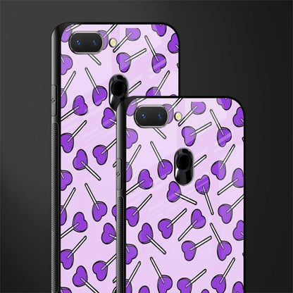 y2k hearts lollipop purple edition glass case for oppo a5 image-2