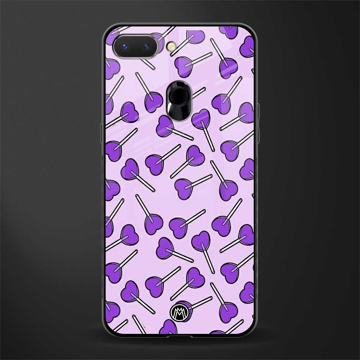 y2k hearts lollipop purple edition glass case for oppo a5 image