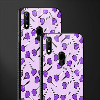 y2k hearts lollipop purple edition glass case for realme 3 pro image-2