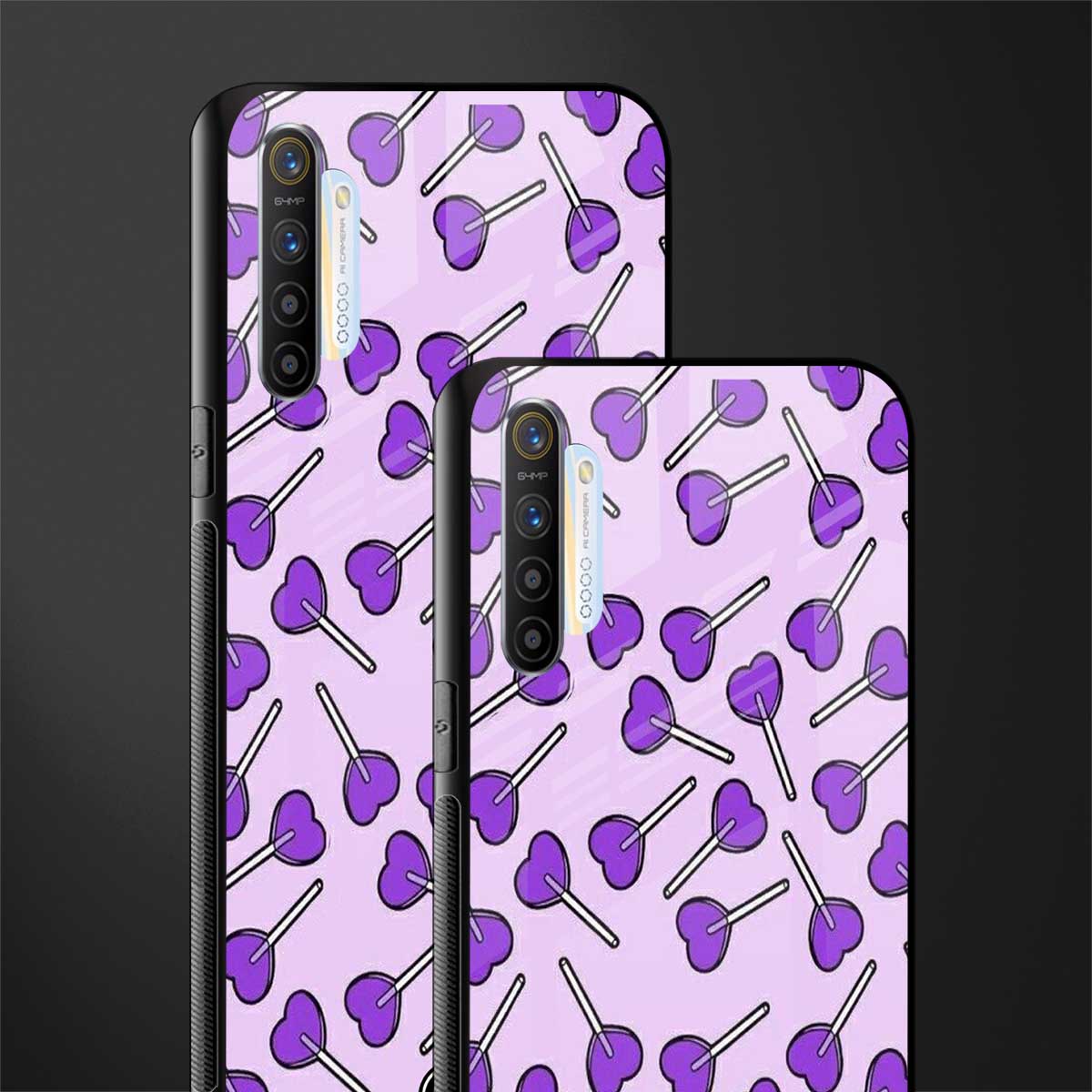 y2k hearts lollipop purple edition glass case for realme xt image-2