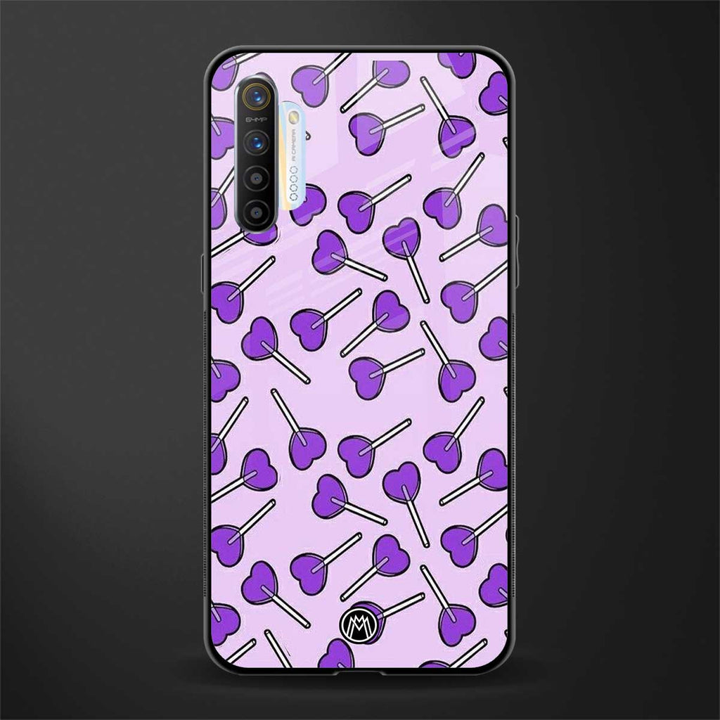 y2k hearts lollipop purple edition glass case for realme xt image