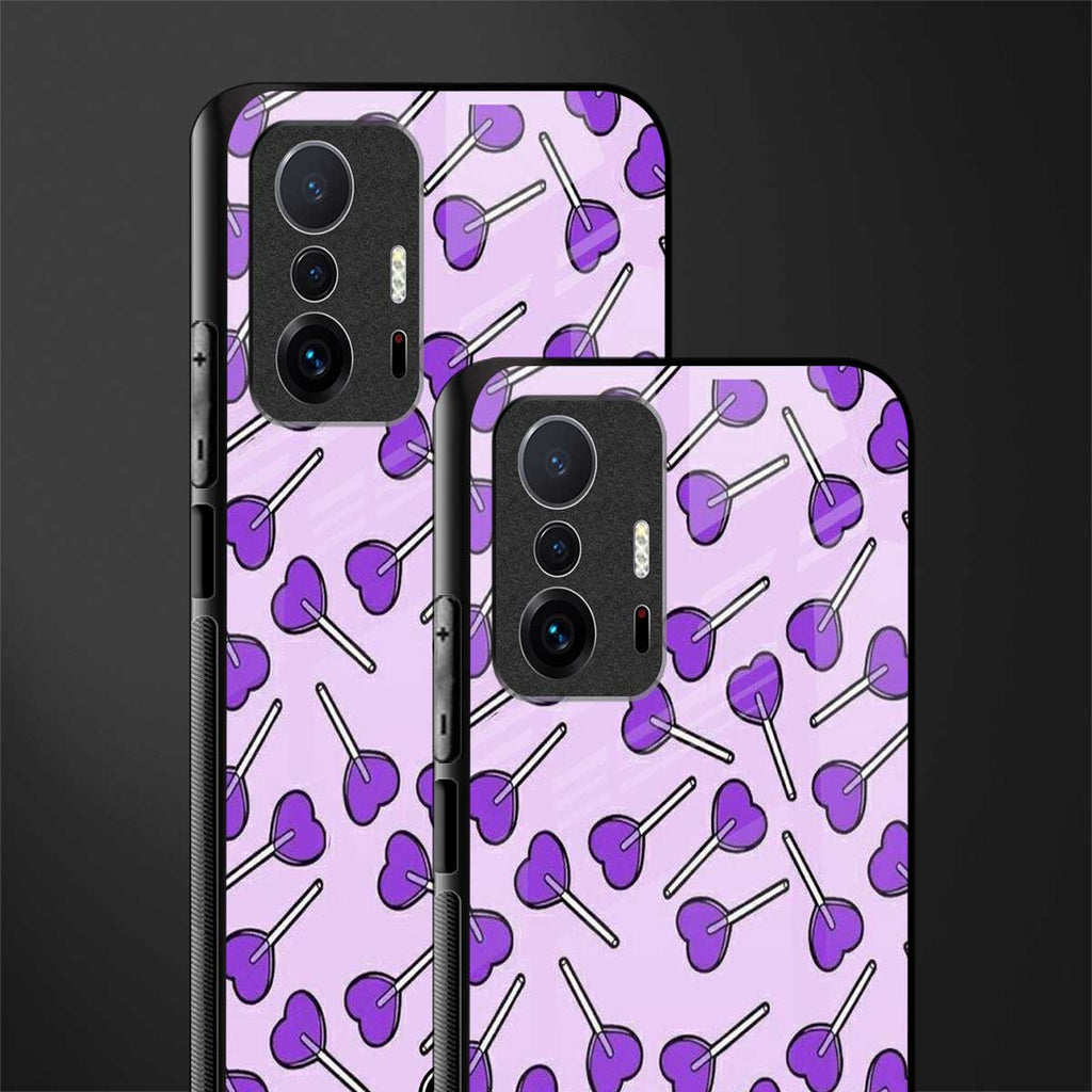 y2k hearts lollipop purple edition glass case for mi 11t pro 5g image-2