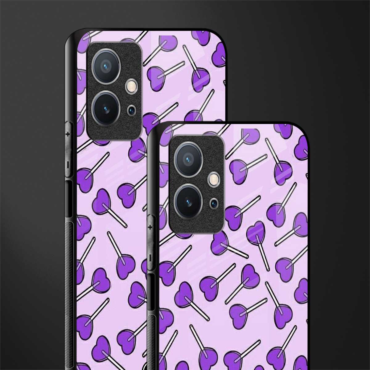 y2k hearts lollipop purple edition glass case for vivo y75 5g image-2