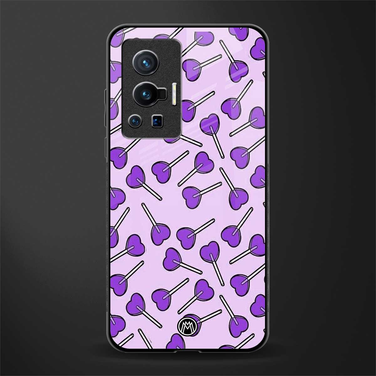 y2k hearts lollipop purple edition glass case for vivo x70 pro image
