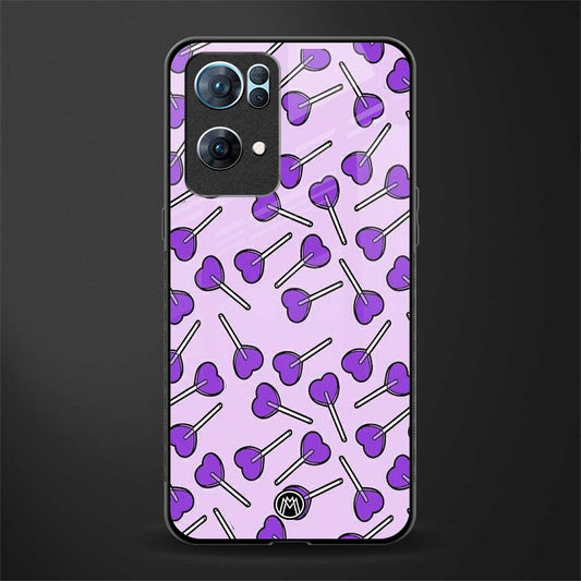 y2k hearts lollipop purple edition glass case for oppo reno7 pro 5g image