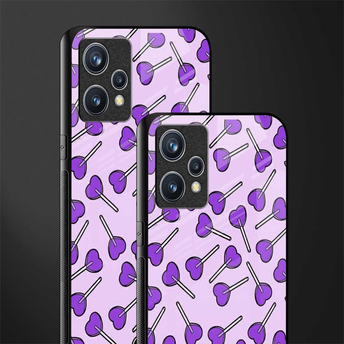 y2k hearts lollipop purple edition glass case for realme 9 4g image-2