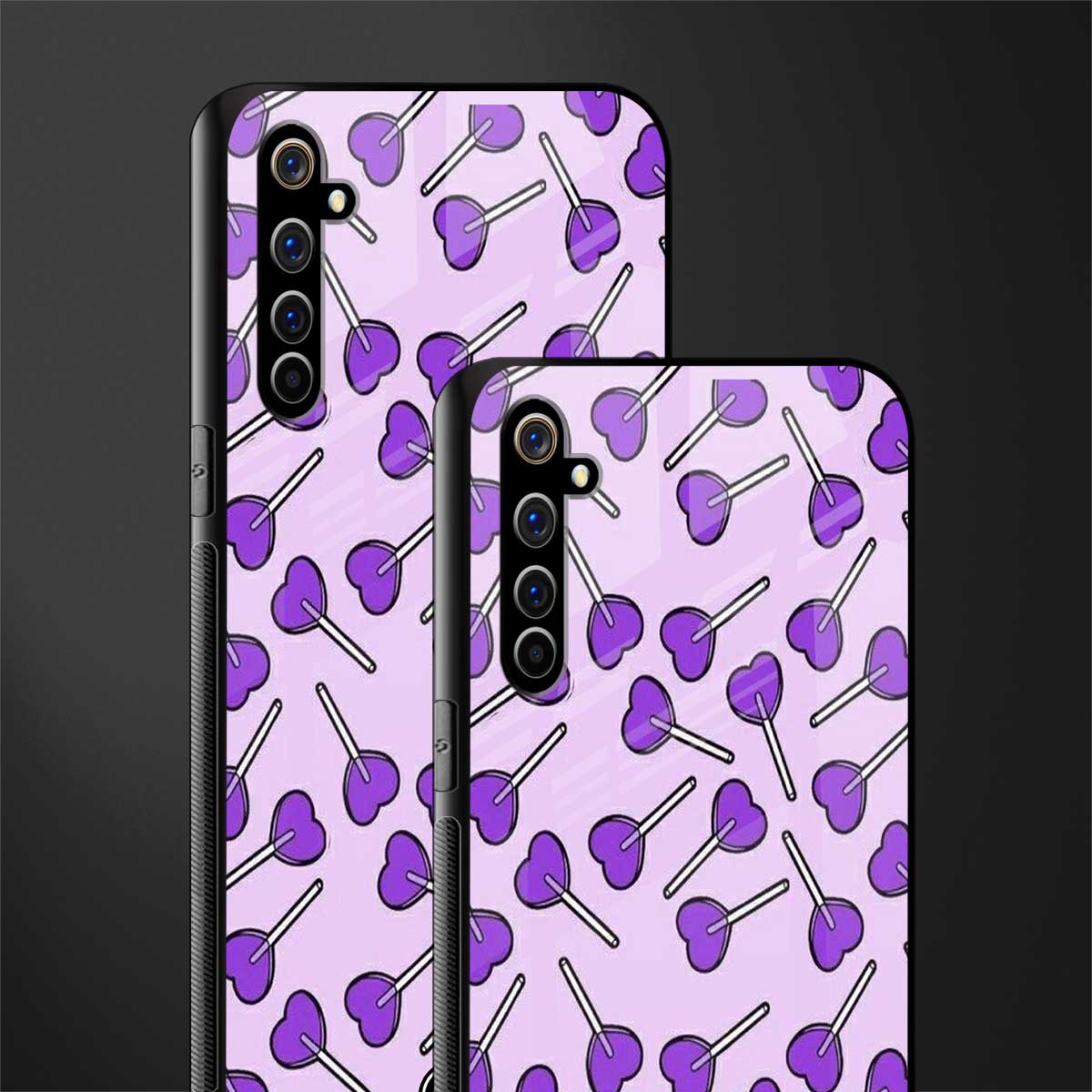 y2k hearts lollipop purple edition glass case for realme x50 pro image-2
