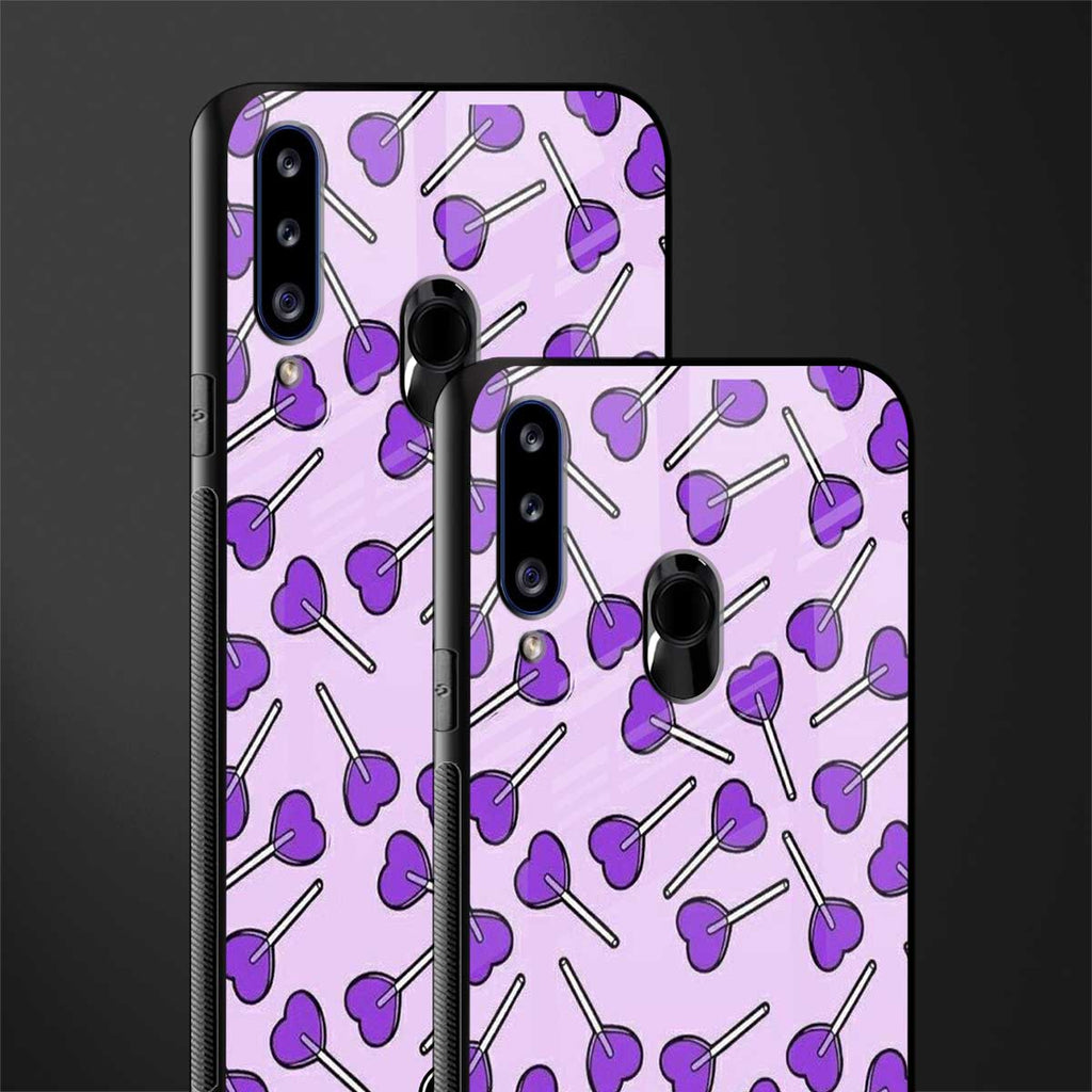 y2k hearts lollipop purple edition glass case for samsung galaxy a20s image-2