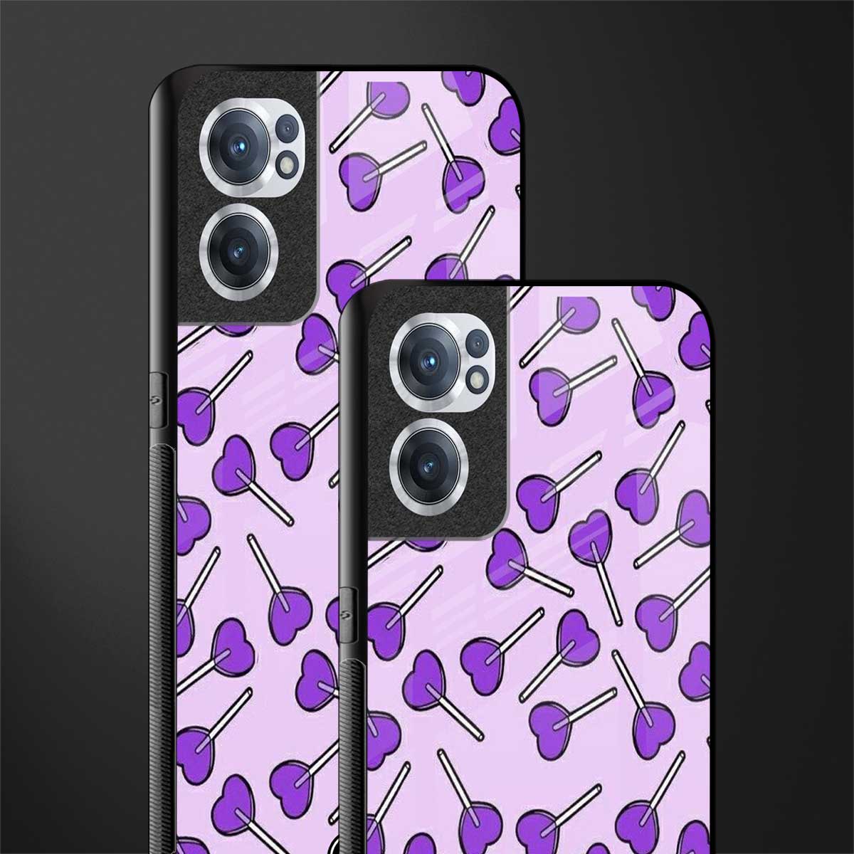 y2k hearts lollipop purple edition glass case for oneplus nord ce 2 5g image-2