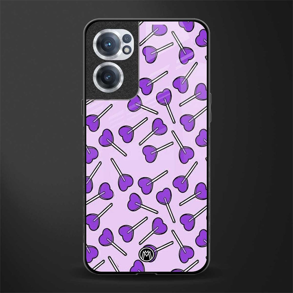 y2k hearts lollipop purple edition glass case for oneplus nord ce 2 5g image