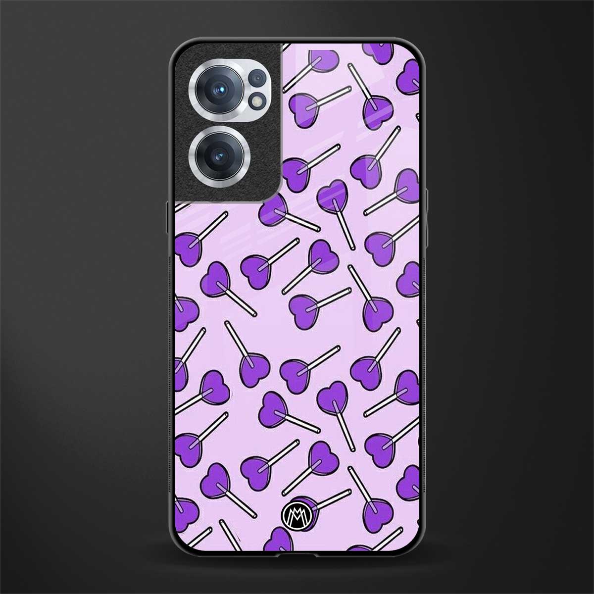 y2k hearts lollipop purple edition glass case for oneplus nord ce 2 5g image