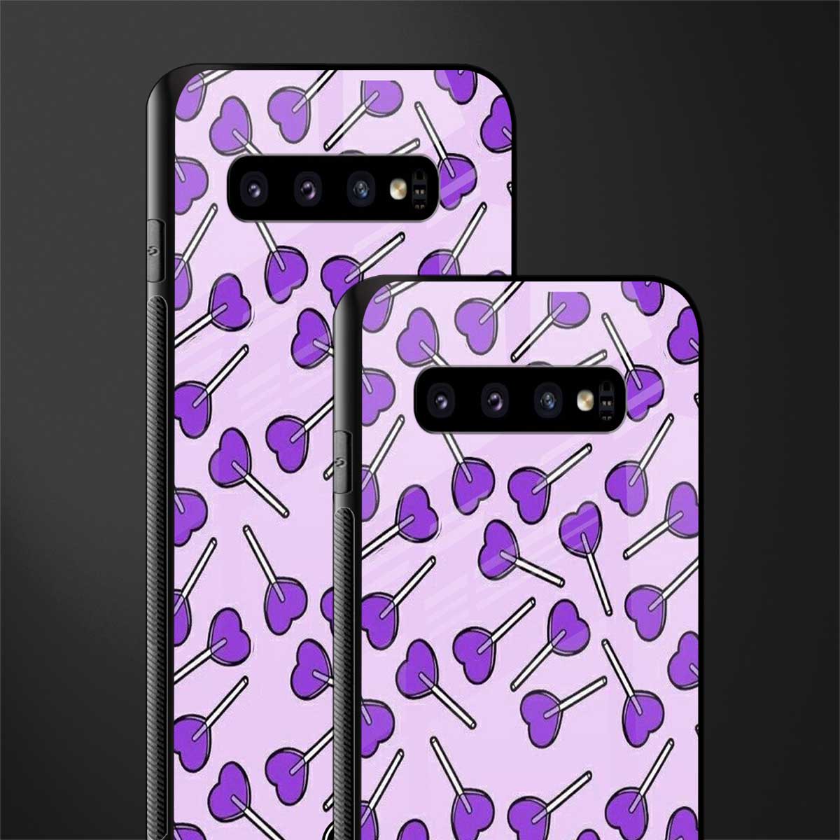 y2k hearts lollipop purple edition glass case for samsung galaxy s10 plus image-2