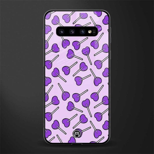 y2k hearts lollipop purple edition glass case for samsung galaxy s10 plus image