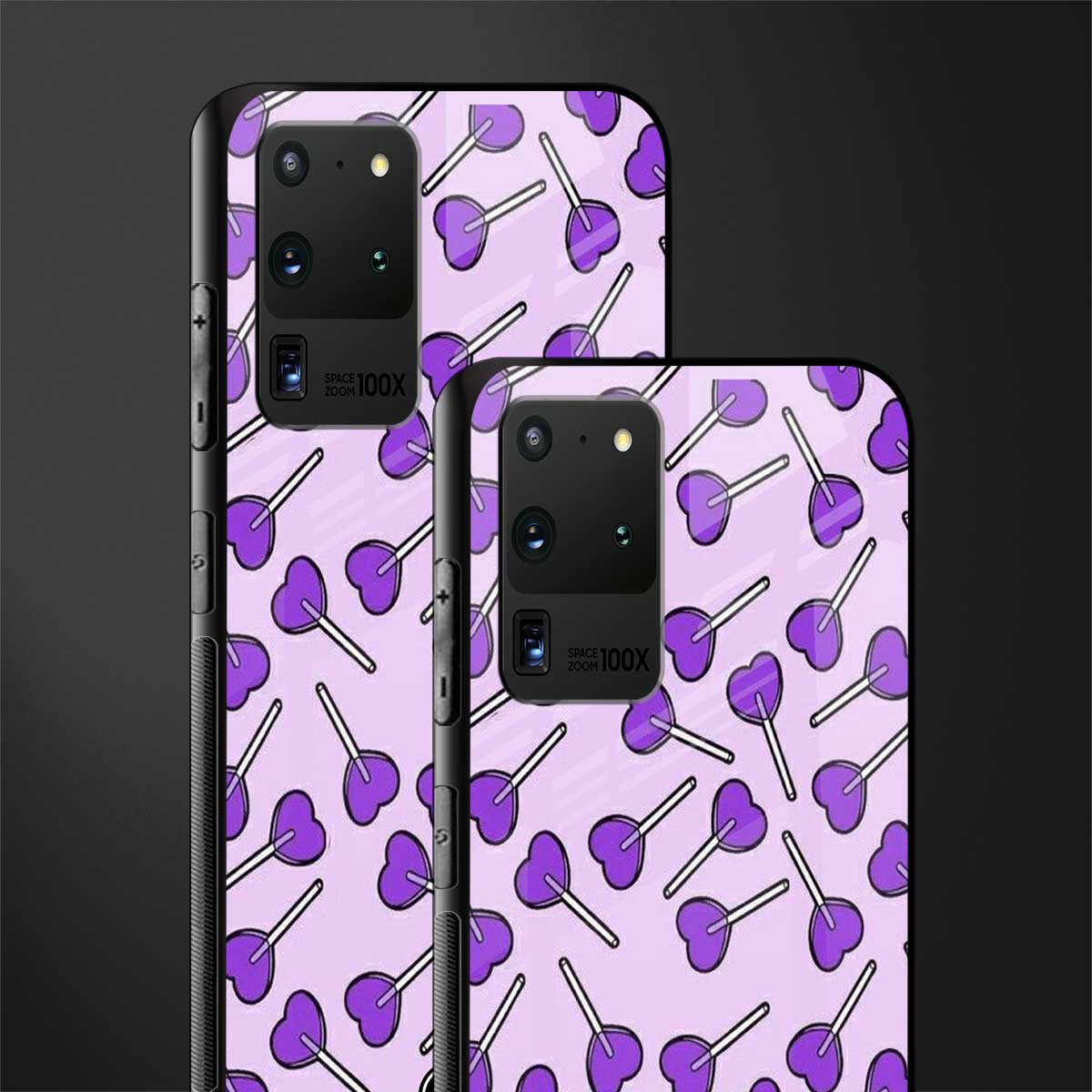 y2k hearts lollipop purple edition glass case for samsung galaxy s20 ultra image-2